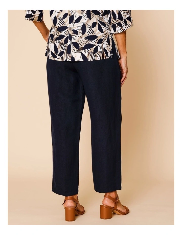 Elastic Waist Linen Blend Pant In Navy image 5