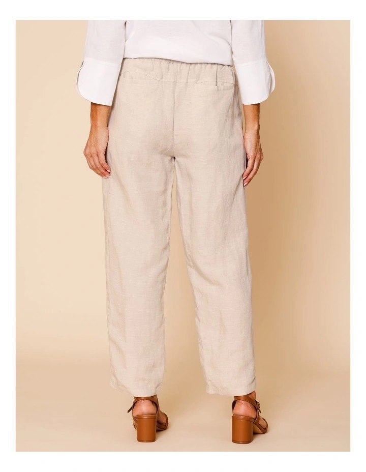 Elastic Waist Linen Blend Pant In Oatmeal Crossdye image 4