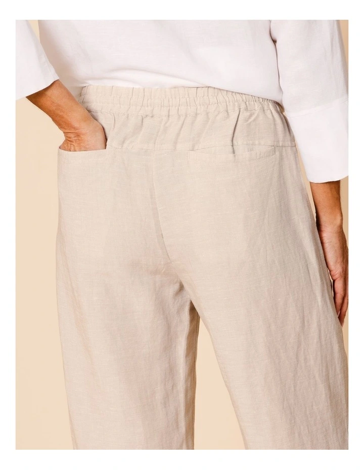 Elastic Waist Linen Blend Pant In Oatmeal Crossdye image 5