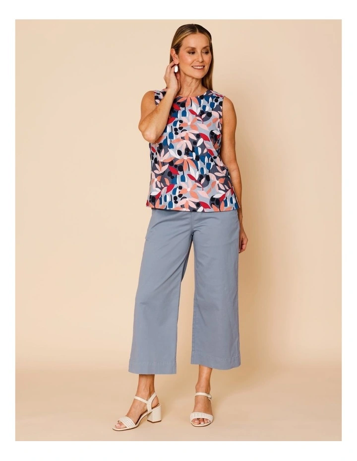 Stretch Cotton Crop Wide Leg Pant In Navy image 2