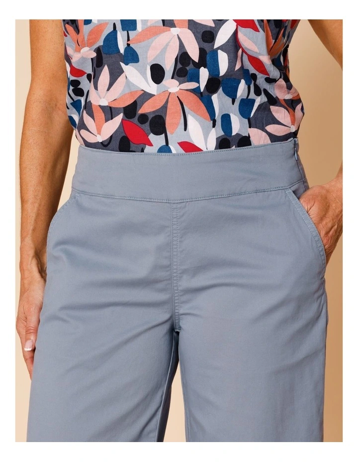 Stretch Cotton Crop Wide Leg Pant In Navy image 3