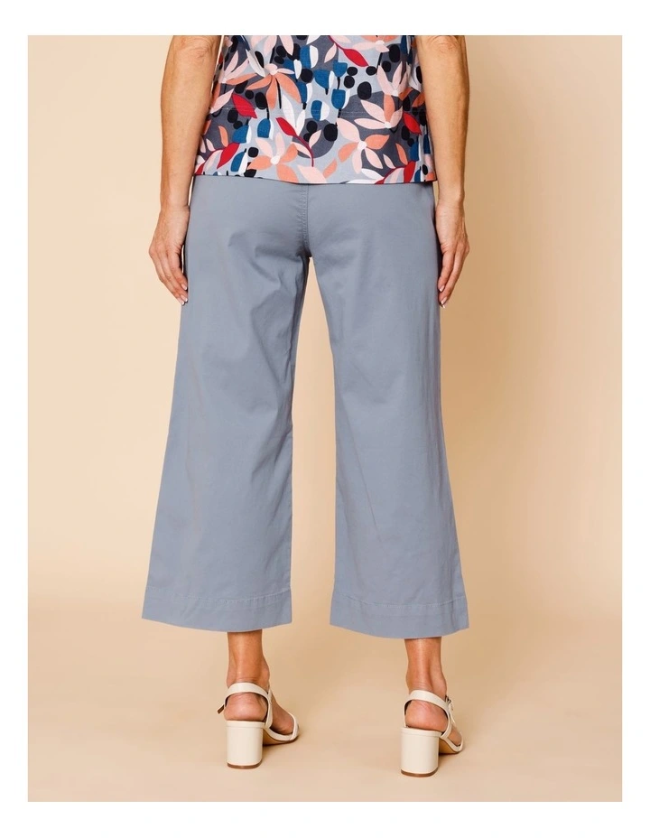 Stretch Cotton Crop Wide Leg Pant In Navy image 4