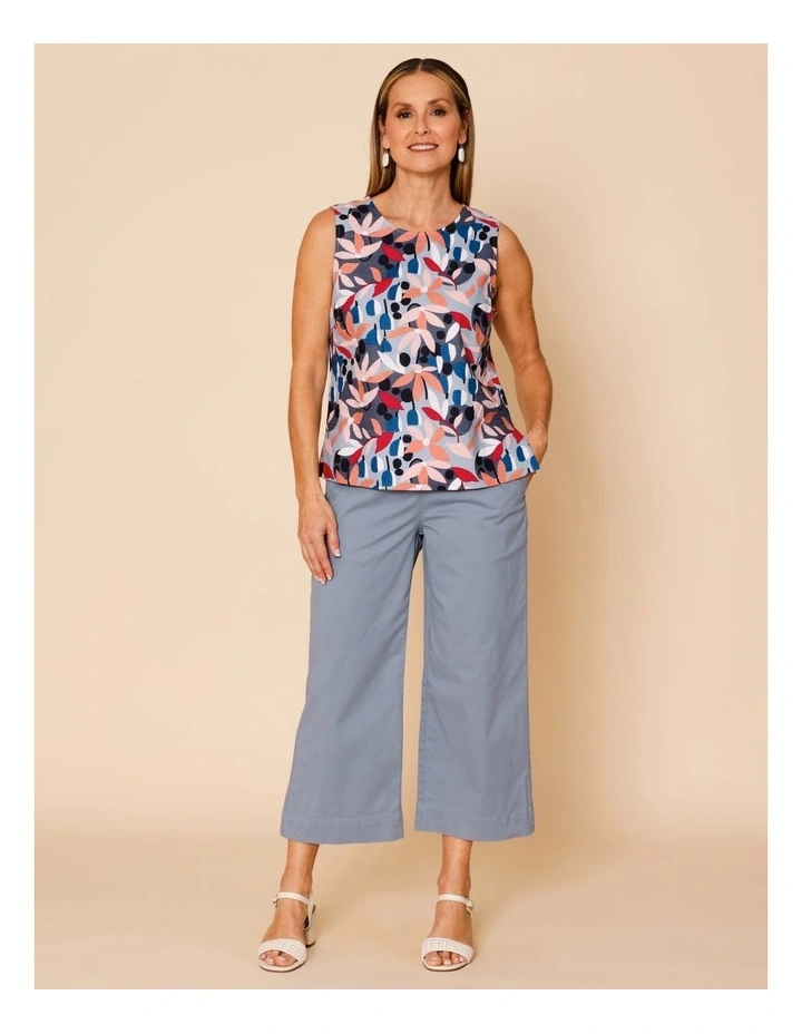 Stretch Cotton Crop Wide Leg Pant In Navy image 5