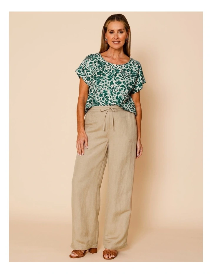 Wide Leg Full Length Linen Blend Pant In Pebble image 1