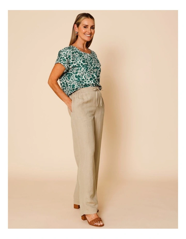 Wide Leg Full Length Linen Blend Pant In Pebble image 4