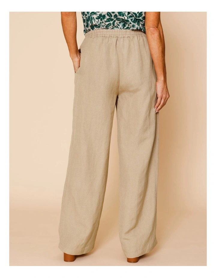 Wide Leg Full Length Linen Blend Pant In Pebble image 6