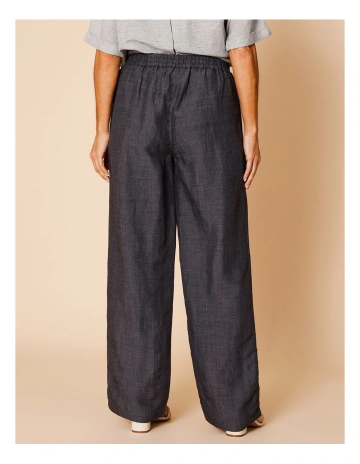 Wide Leg Full Length Linen Blend Pant In Charcoal Crossdye image 6