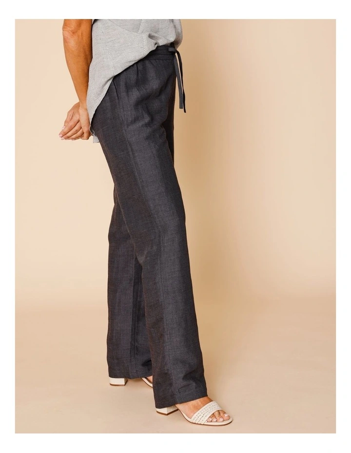 Wide Leg Full Length Linen Blend Pant In Charcoal Crossdye image 7