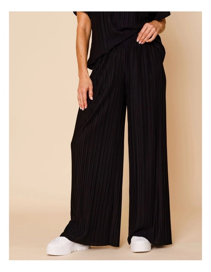 Plisse Full Length Pant In Black image 4