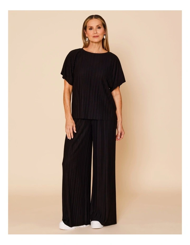 Plisse Full Length Pant In Black image 7