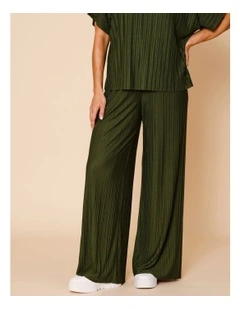 Plisse Full Length Pant In Green