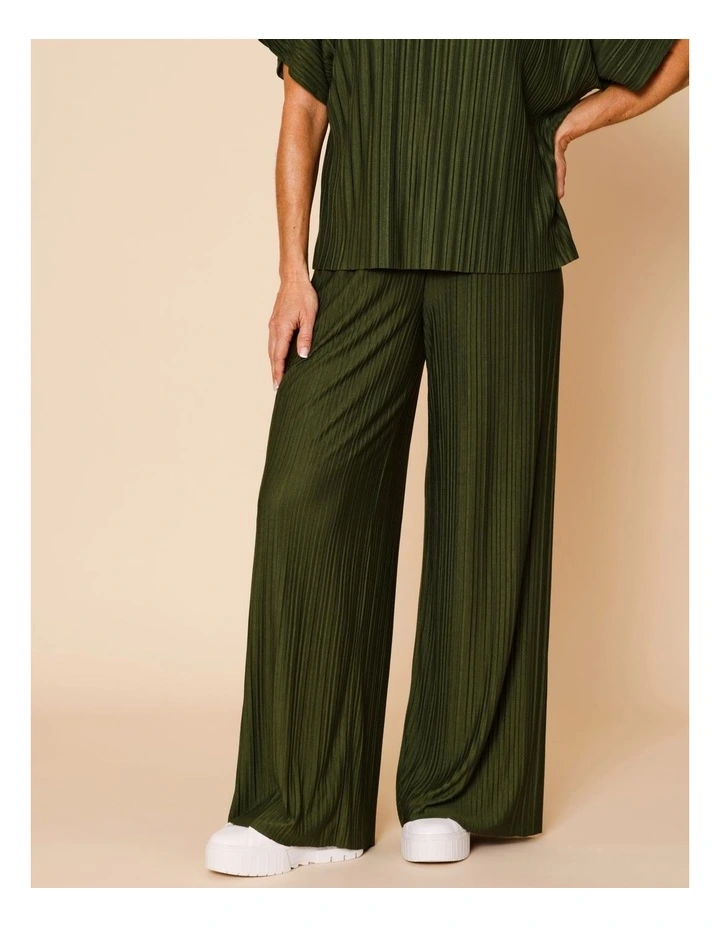 Plisse Full Length Pant In Green image 1