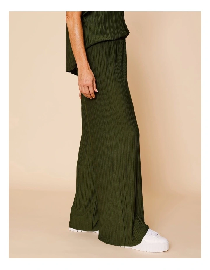 Plisse Full Length Pant In Green image 3