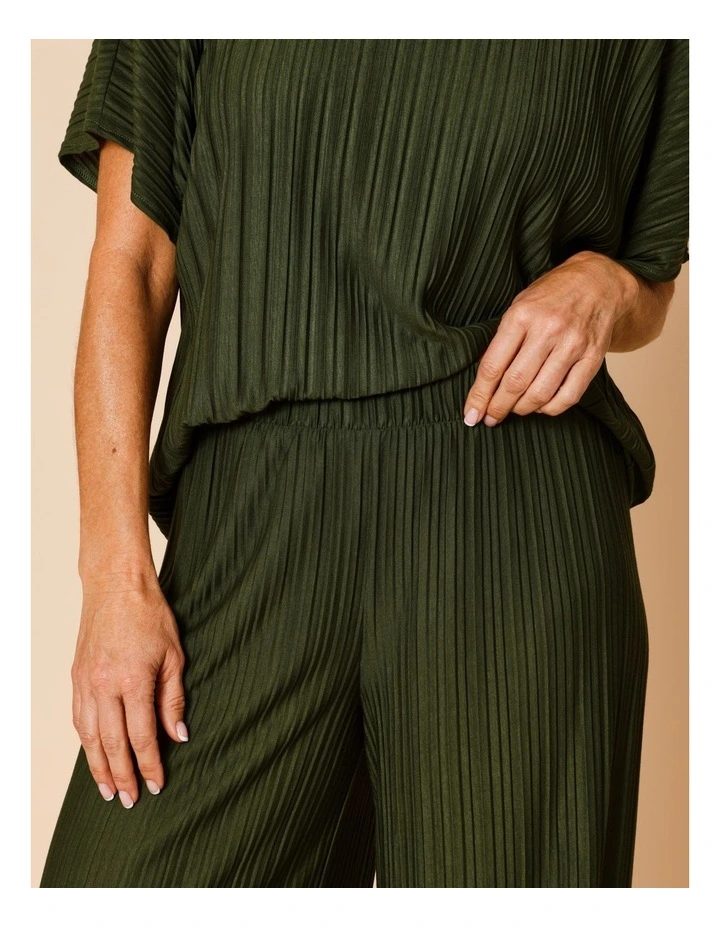 Plisse Full Length Pant In Green image 4