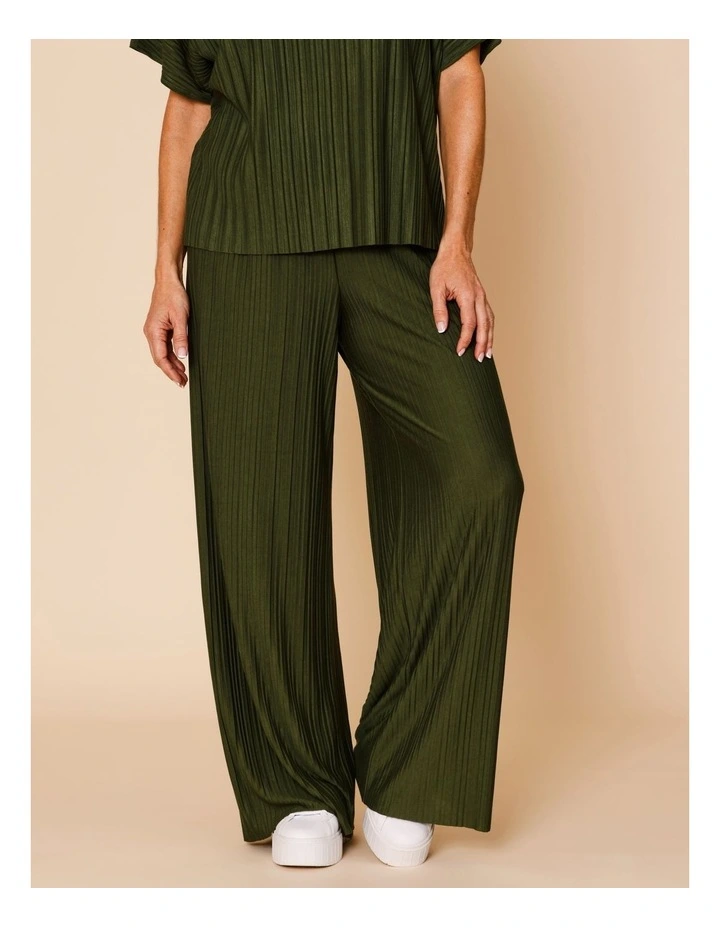 Plisse Full Length Pant In Green image 5