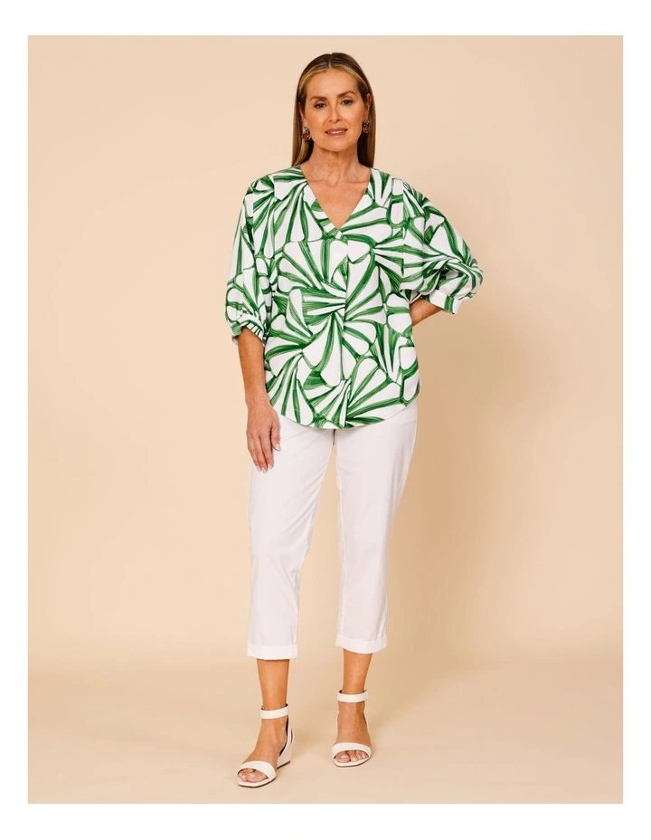 Elastic Waist Stretch Poplin Pant In White image 2