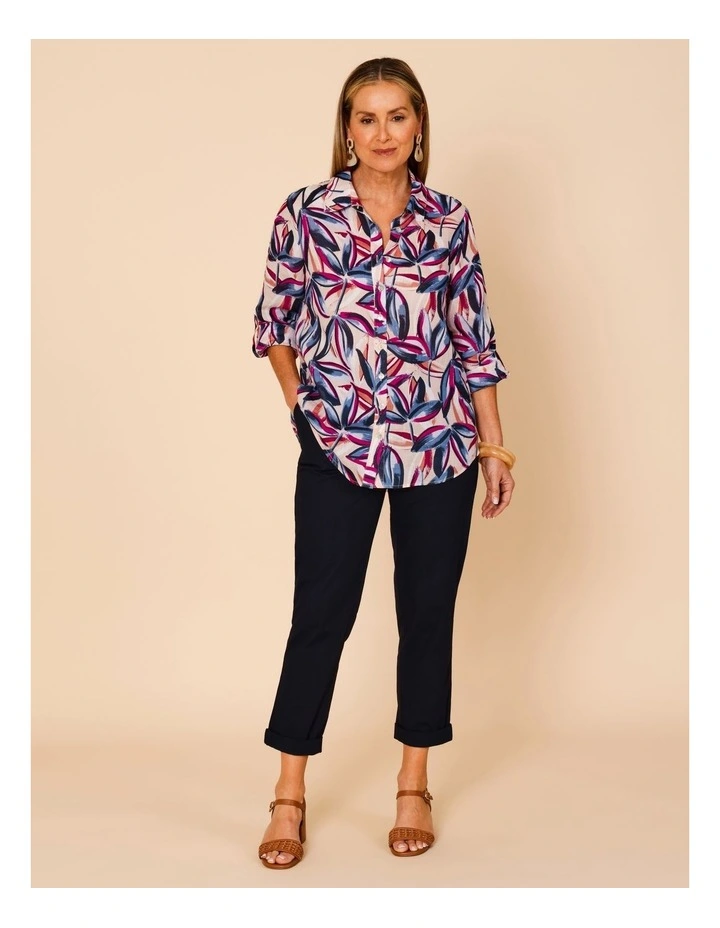 Elastic Waist Stretch Poplin Pant In Navy image 2