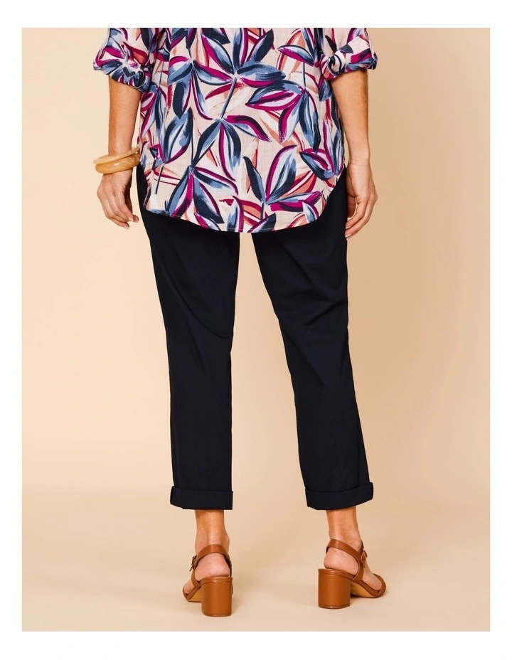 Elastic Waist Stretch Poplin Pant In Navy image 5