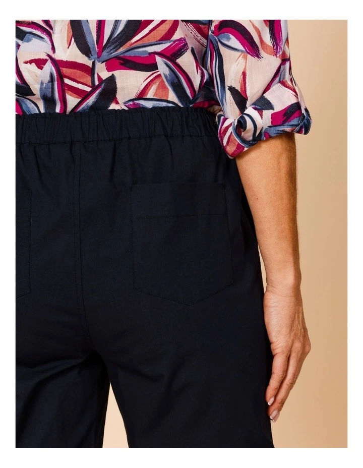 Elastic Waist Stretch Poplin Pant In Navy image 6