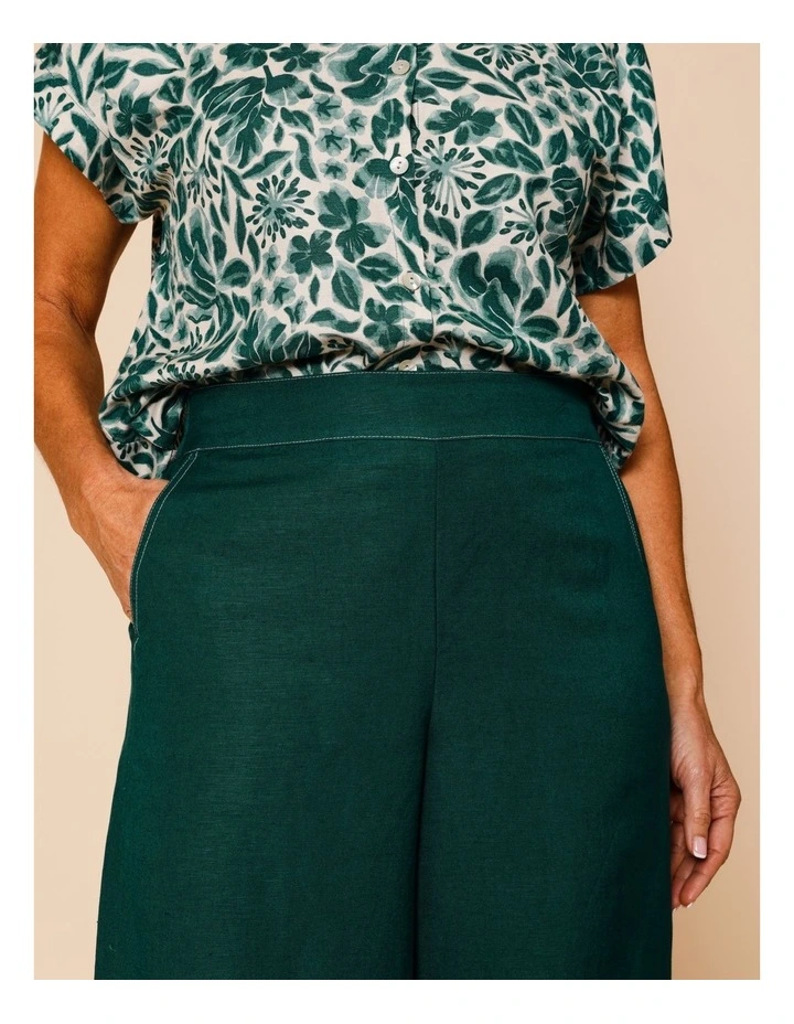 Wide Leg Linen Blend Pant In Forest image 4