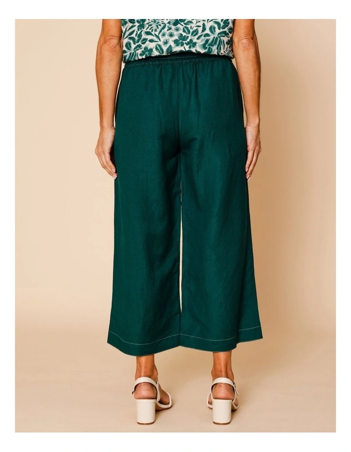 Wide Leg Linen Blend Pant In Forest image 5