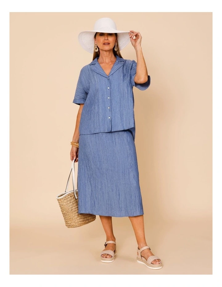 Elastic Waist Crinkle Skirt In Blue image 2