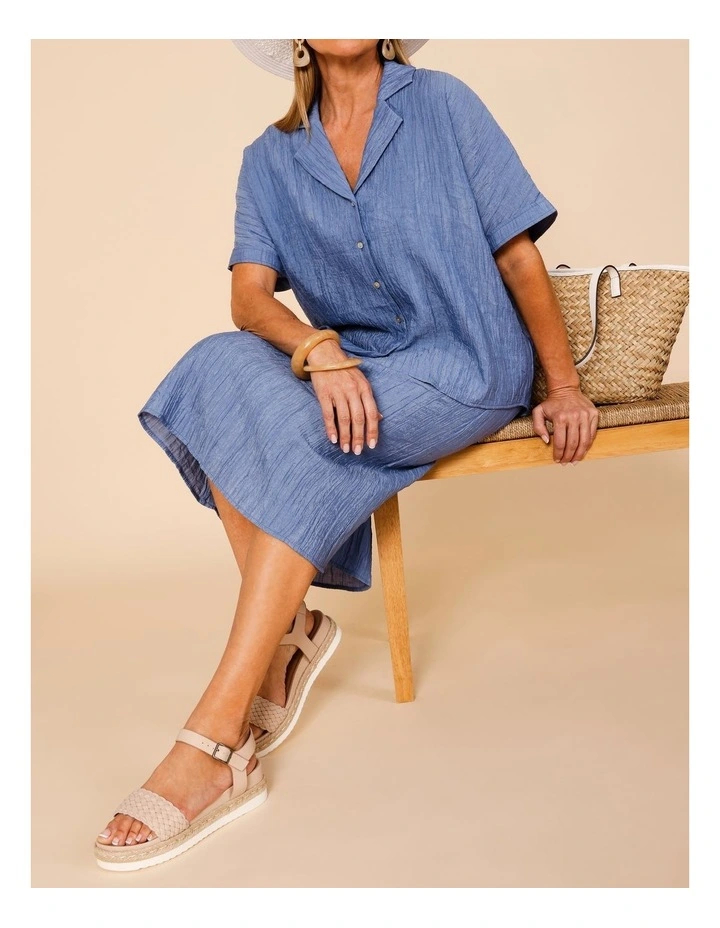 Elastic Waist Crinkle Skirt In Blue image 4