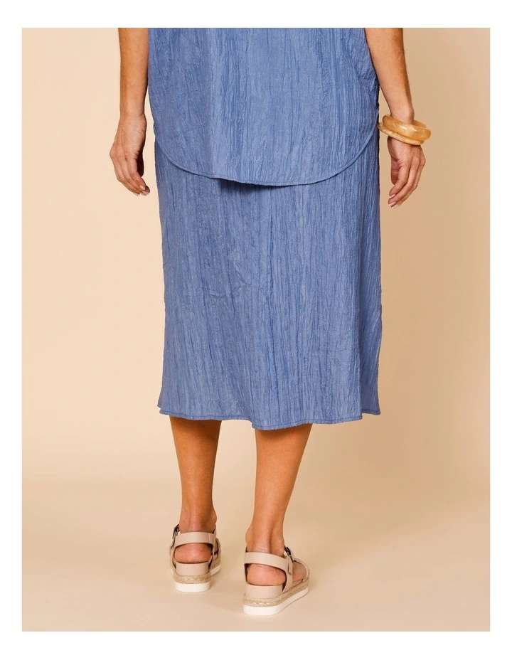 Elastic Waist Crinkle Skirt In Blue image 5
