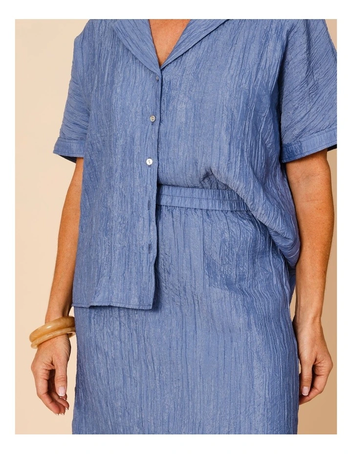 Elastic Waist Crinkle Skirt In Blue image 6