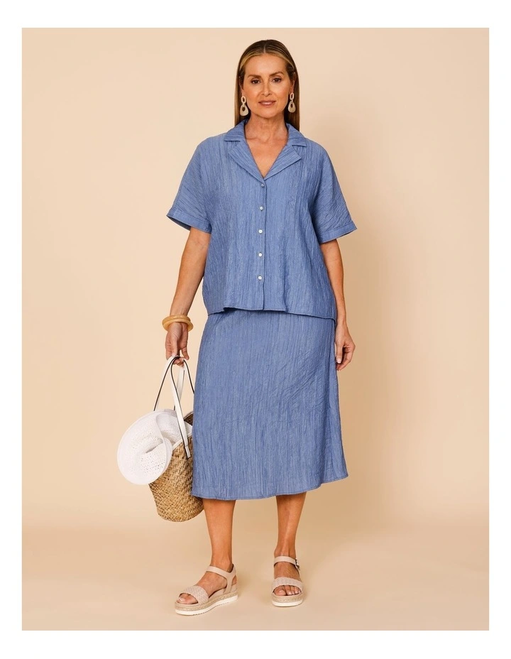 Elastic Waist Crinkle Skirt In Blue image 7