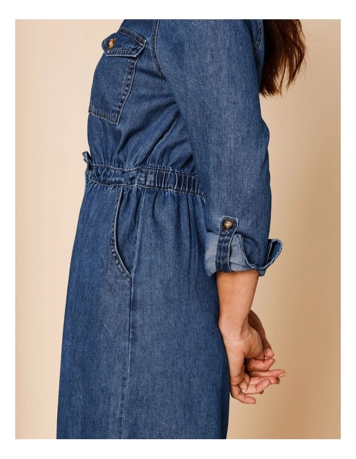 regatta denim dress Regatta Recycled Cotton Long Sleeve Utility Dress in Denim