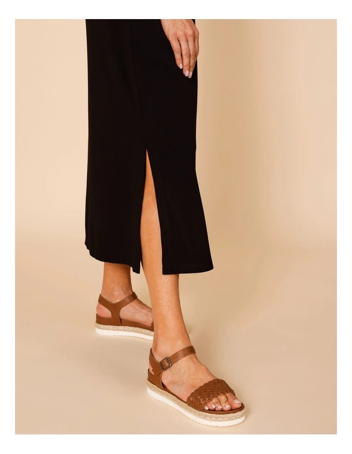 Sleeveless Midi Dress With Side Splits And Pockets In Black image 5