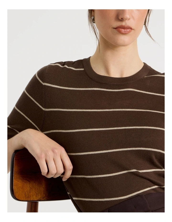 Short Sleeve Striped Crew Knit image 4