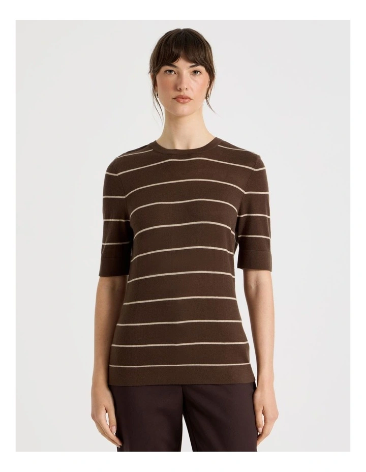 Short Sleeve Striped Crew Knit image 5