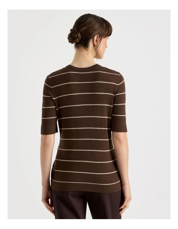 Short Sleeve Striped Crew Knit image 6
