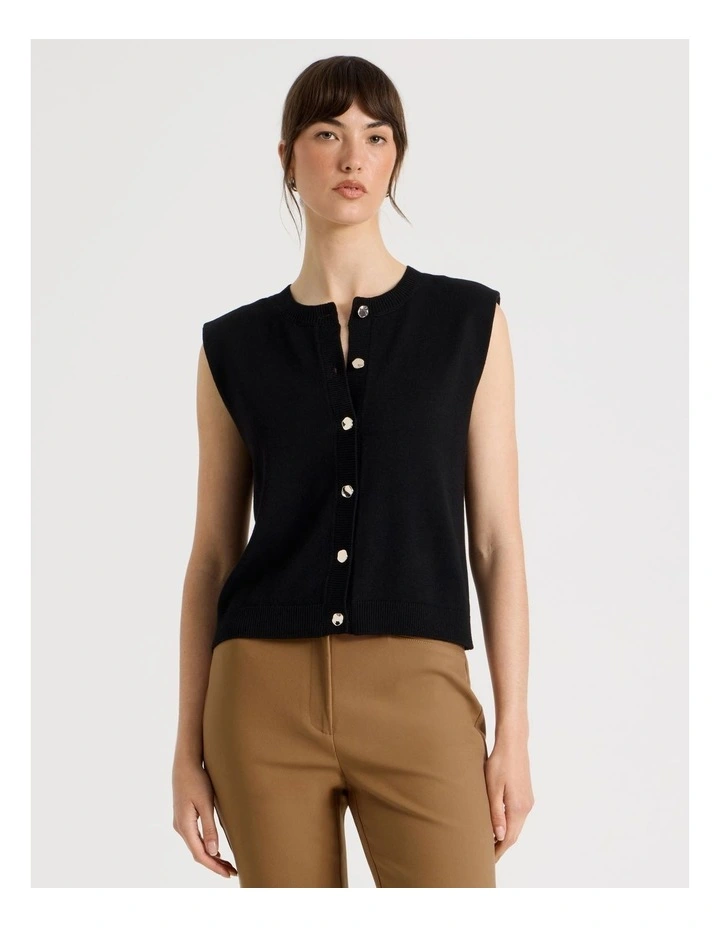 Sleeveless Button Thru Knit image 1