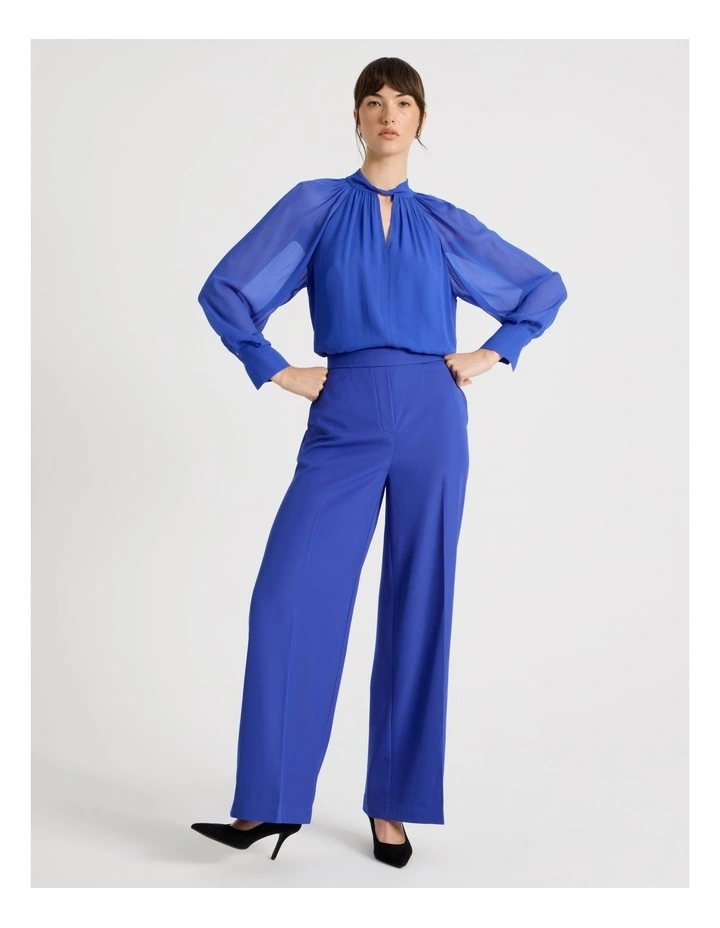 Long Sleeve Georgette Top in Cobalt image 4