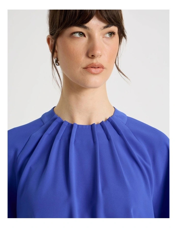 Pintuck Twill Short Sleeve Top in Cobalt image 2
