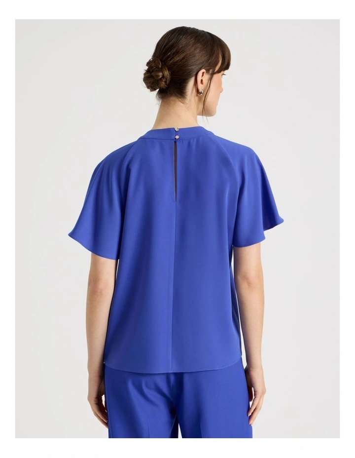 Pintuck Twill Short Sleeve Top in Cobalt image 6