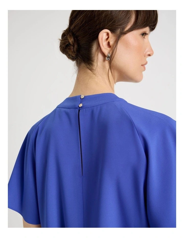 Pintuck Twill Short Sleeve Top in Cobalt image 7