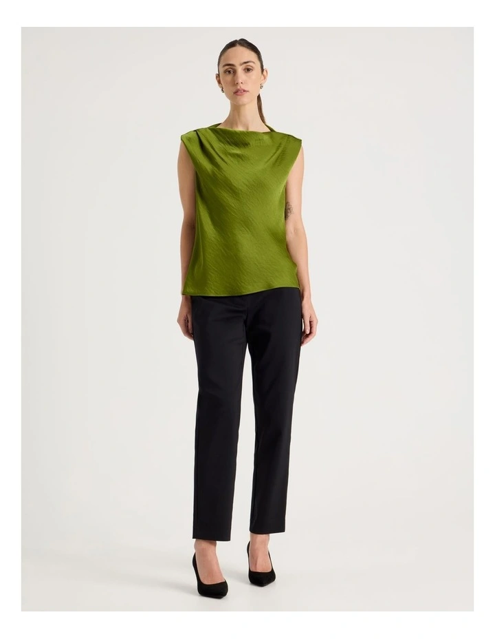 Sleeveless Poly Satin Top in Chartreuse image 3