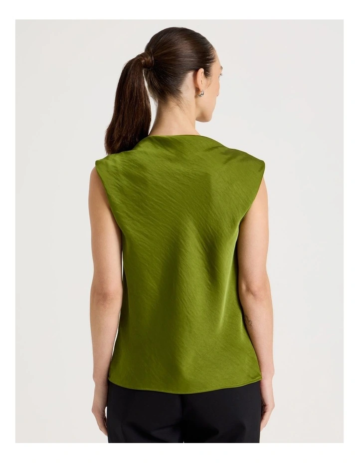 Sleeveless Poly Satin Top in Chartreuse image 5