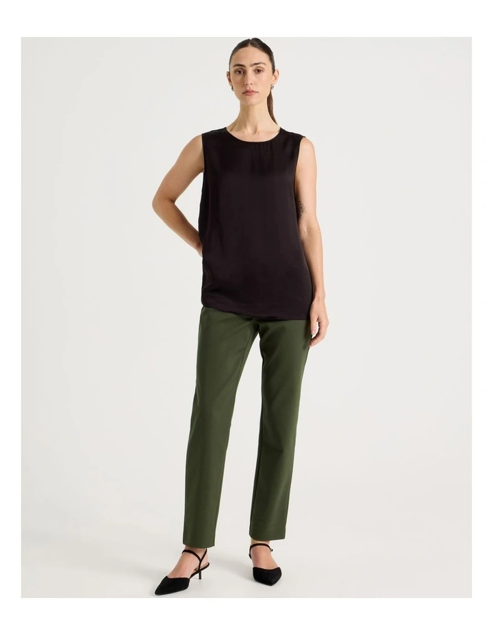 Sleeveless Viscose Twill Top in Black image 4