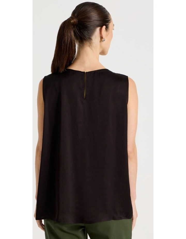 Sleeveless Viscose Twill Top in Black image 6