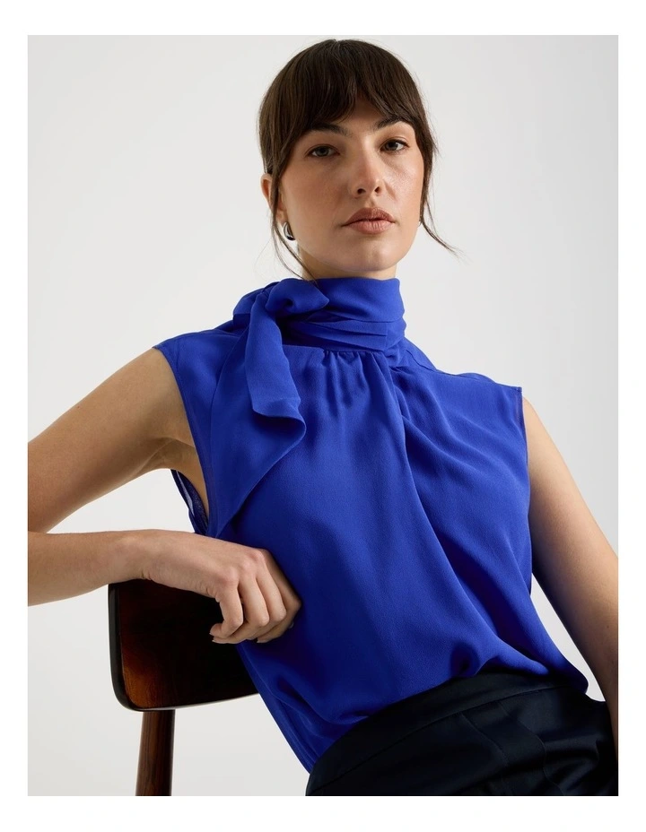 Sleeveless Georgette Top in Cobalt image 1