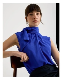 Sleeveless Georgette Top in Cobalt
