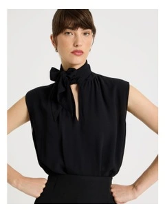 Sleeveless Georgette Top in Black