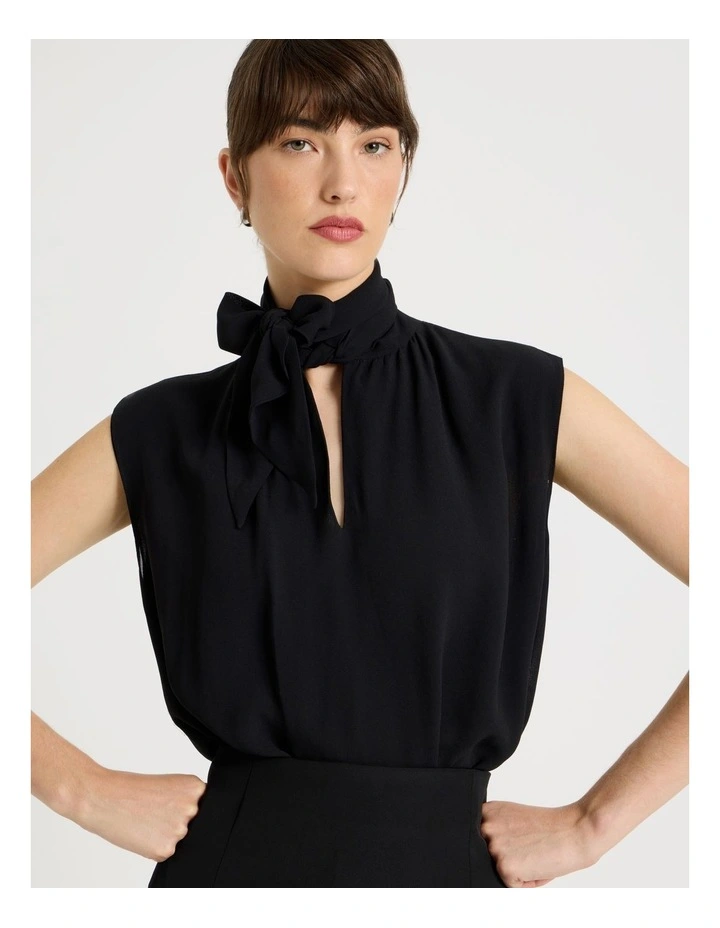 Sleeveless Georgette Top in Black image 1