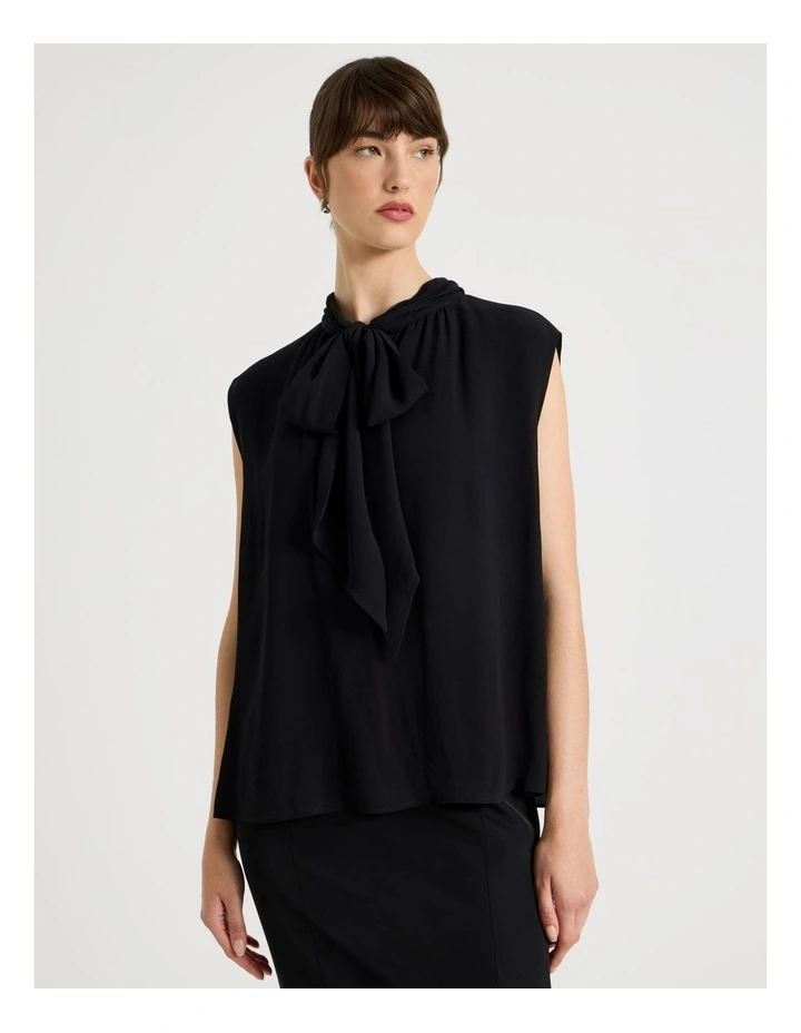 Sleeveless Georgette Top in Black image 3
