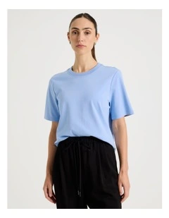 Cropped Shirt Sleeve T-Shirt in Cornflower
